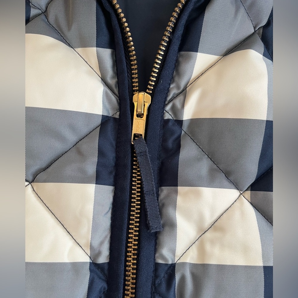 SALE! J.Crew Navy Plaid Quilted Down Feather Vest Women's Size Small - Picture 10 of 15